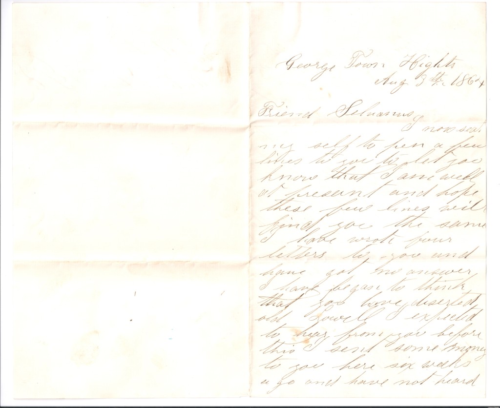 Letter dated August 3, 1864: Front
