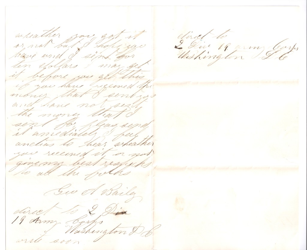 Letter dated August 3, 1864: Back