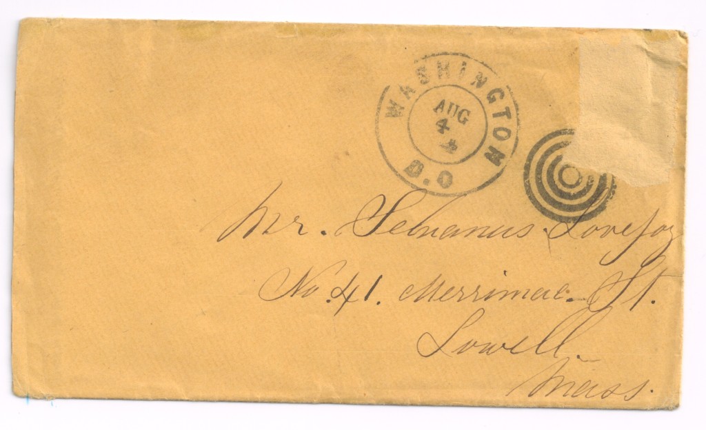 Letter dated August 3, 1864: Envelope