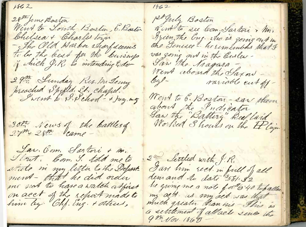 Henry S. Robinson Diary, June 28th-July 2nd 1862
